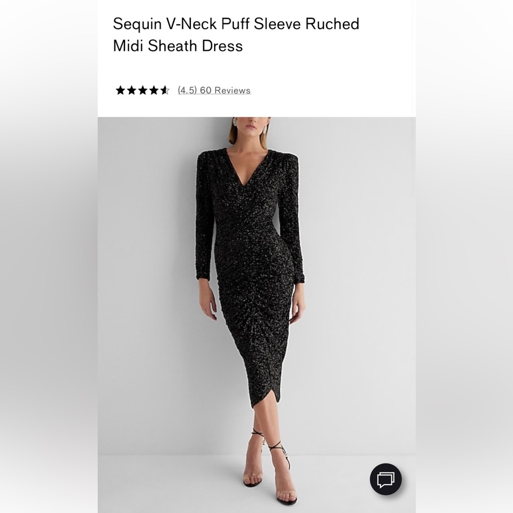 Express Black Sequin V-Neck Midi Dress